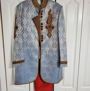 Indian Embroidered Golden Groom Sherwani Set